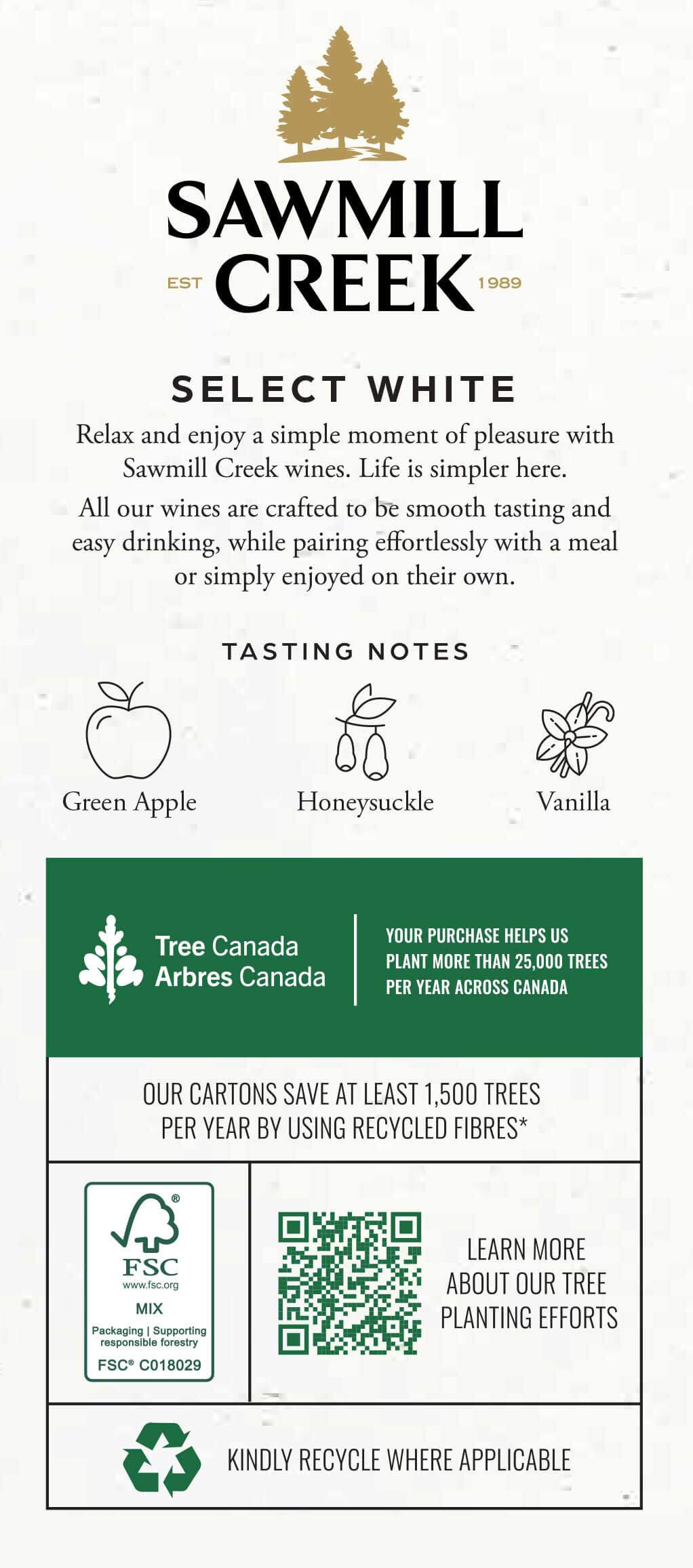 Sawmill Creek Select White Sidepanel